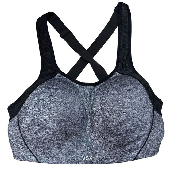 VS Victoria's Secret Workout Bra Lot 2 Sized 36D Zip Up Racer Back Black Gray La - Picture 2 of 6